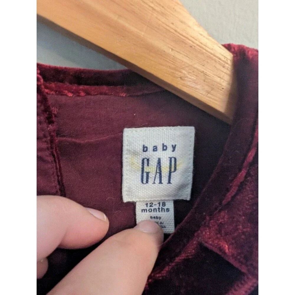 Baby Gap Red Velvet Holiday Dress Size 12m